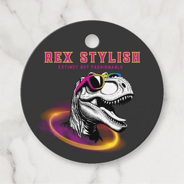Etiqueta para lembrancinha T-Rex Fashion (Anverso)