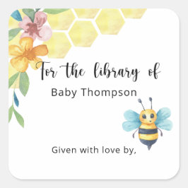 Etiqueta para libro de Baby Shower de abeja, libro