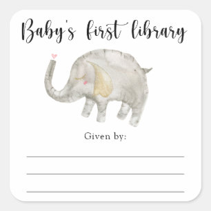 Etiqueta para libros de baby shower de elefante, l