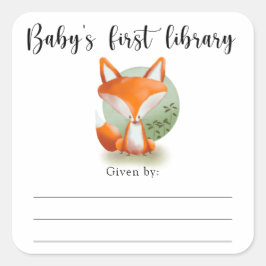 Etiqueta para libros de baby shower de zorro, libr