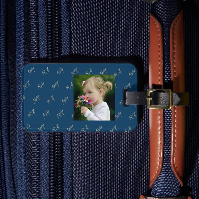 Etiqueta Para Maletas صورة و حروف اسمك الاولى Monogram (Anverso In situ 4)