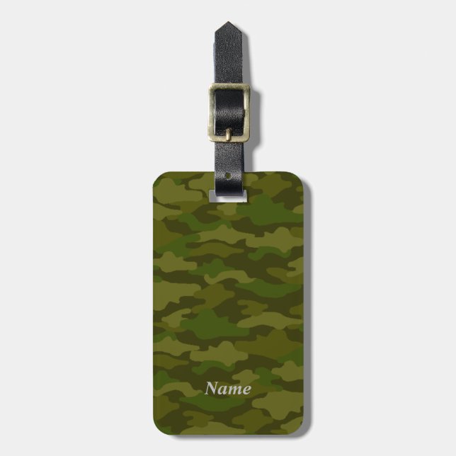 ETIQUETA PARA MALETAS 名前　電話番号　カスタム　迷彩（カーキ）         ラゲッジタグ (Frente Vertical)