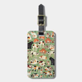 Etiqueta Para Maletas 猫尽両めん合, gatos del 芳藤 de la era de Edo, Yoshifuji,