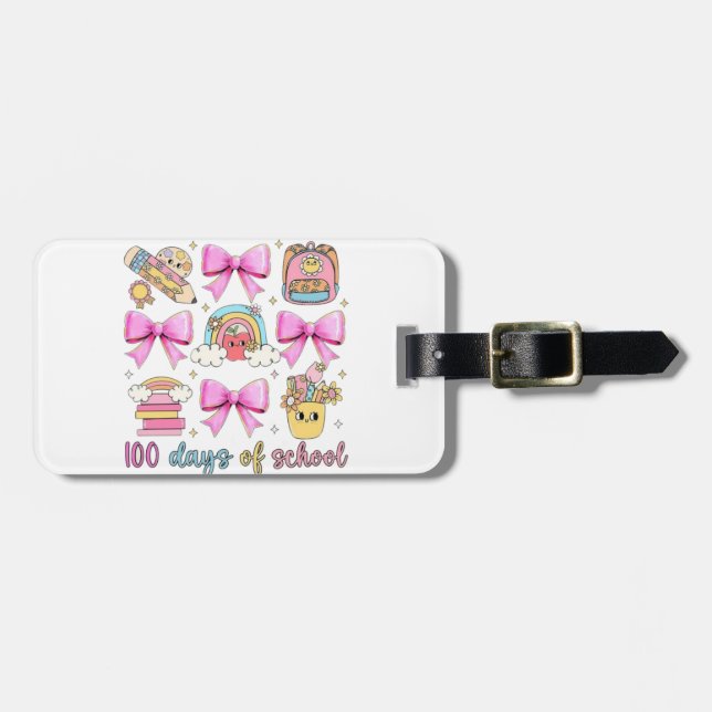 Etiqueta Para Maletas 🌈 🎀 100 días de 🎉 escolar 📚 (Frente Horizontal)