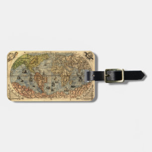 Etiqueta Para Maletas 1565 Mapa Antiguo del Mundo de Forlani Renacimient
