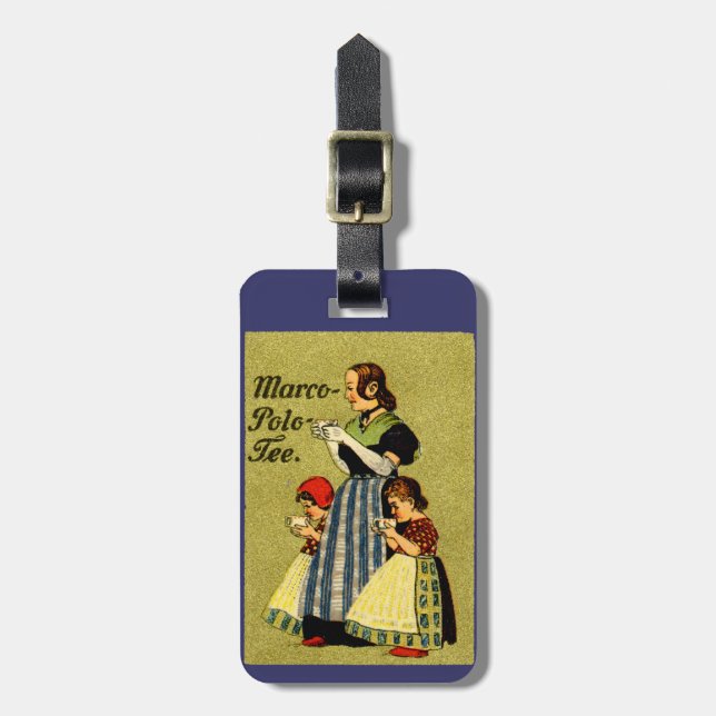 Etiqueta Para Maletas 1915 Disfrute del té Marco Polo (Frente Vertical)