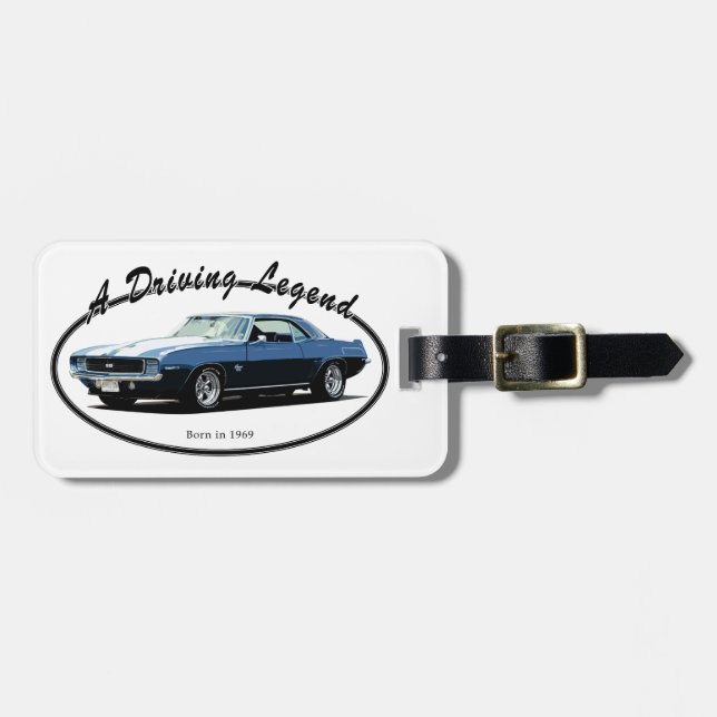 ETIQUETA PARA MALETAS 1969 AZUL DE CAMARO YENKO (Frente Horizontal)
