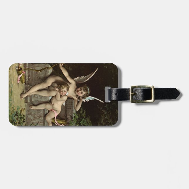 Etiqueta Para Maletas 2 cupidos retro sentados (Frente Horizontal)