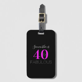 Etiqueta Para Maletas 40.º cumpleaños 40 Fabuloso Neon Pink personalizad
