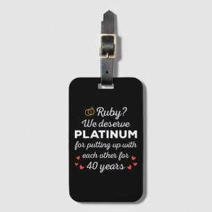 Etiqueta Para Maletas 40° Aniversario Boda I - Pareja divertida Ruby