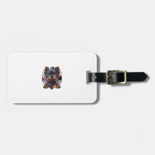 Etiqueta Para Maletas 4 de julio Patriotic Yorkie Dog Bandera de Estados