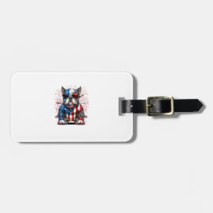Etiqueta Para Maletas 4 de julio Patriótico Americano Bully Dog Bandera