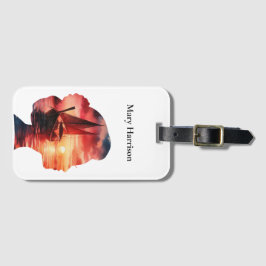 Etiqueta Para Maletas A fantasy journey on a sailboat at sunset