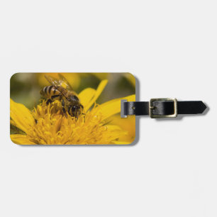 Etiqueta Para Maletas Abeja Africana con Sacos de Polen Alimentándose