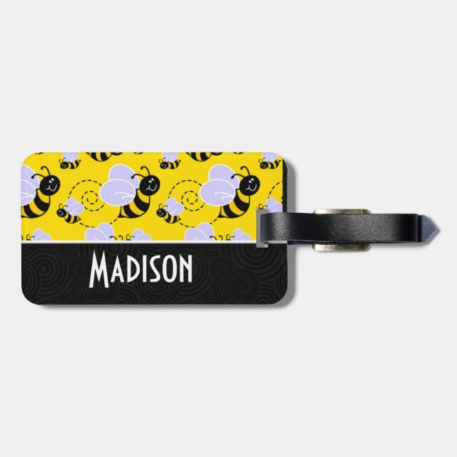 Etiqueta Para Maletas Abeja amarilla y negra (Atrás Horizontal)