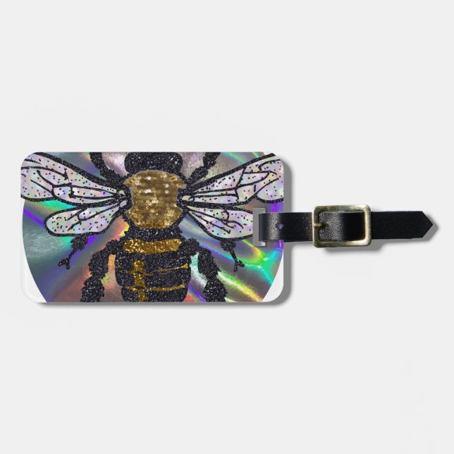 Etiqueta Para Maletas abeja con joyas (Frente Horizontal)
