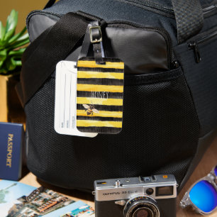 Etiqueta Para Maletas Abeja dorado negro amarillo