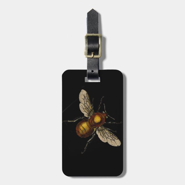 Etiqueta Para Maletas Abeja en negro (Frente Vertical)