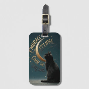 Etiqueta Para Maletas "abraza el eclipse" Ilustración de gato celestial