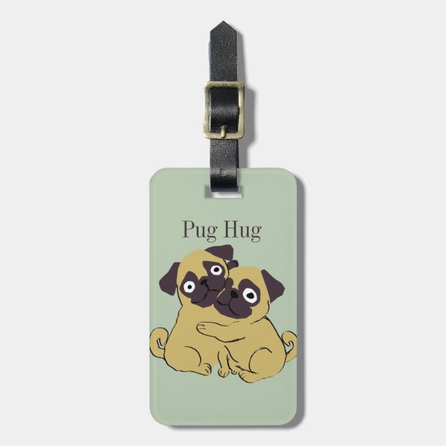 Etiqueta Para Maletas Abrazo de pug  (Frente Vertical)
