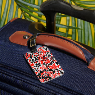 Etiqueta Para Maletas Abrupción del patrón floral del arte folklórico ét