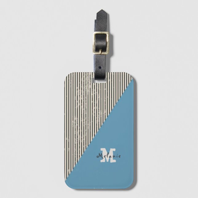 Etiqueta Para Maletas Abstract  aesthetic minimal trendy Monogram  (Anverso vertical)