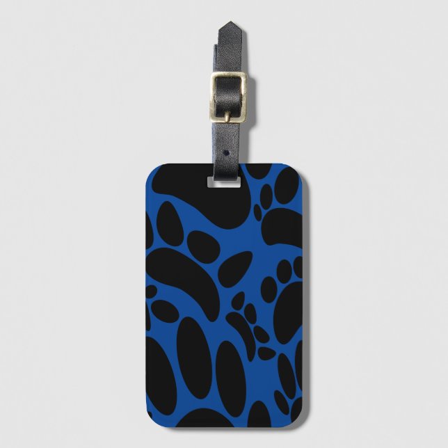 Etiqueta Para Maletas Abstract Dog Pawprint Blue (Anverso vertical)