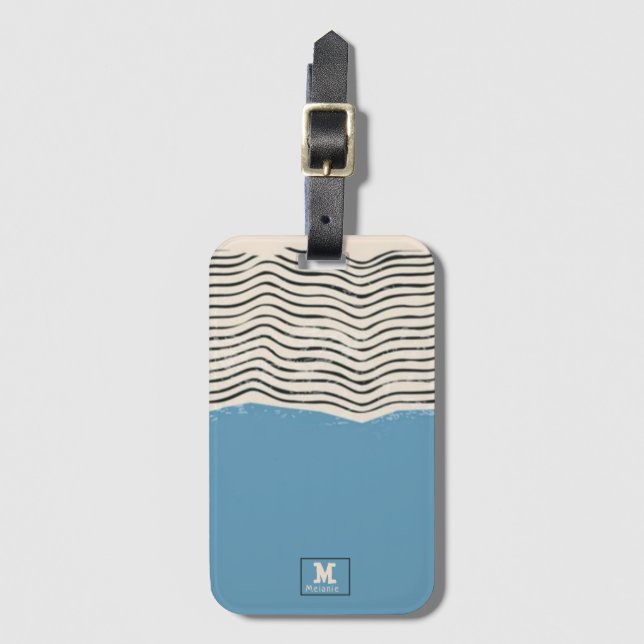 Etiqueta Para Maletas Abstract minimalist artistic lines Monogram (Anverso vertical)