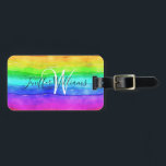 Etiqueta Para Maletas Abstracto Color De Agua Pintado Tiras Arcoiris.<br><div class="desc">Abstracto Color De Agua Pintado Tiras Arcoiris. acuarela arcoiris colorido, tipografía moda de moda femenina, arte purpurina púrpura rosa, monograma nombre moderno elegante, atrevido y alegre artista, expresión verano paz verde, amor azul dibujado abstracto, pintura del espectro de color de la libertad, arbol de bandera gay creativo, color arcoiris acuarela...</div>