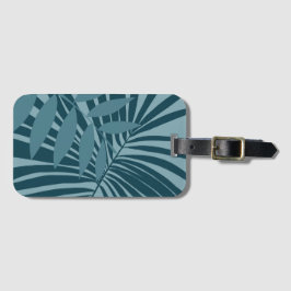 Etiqueta Para Maletas abstracto de hojas de palma y tropicales en gris a