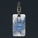 Etiqueta Para Maletas Abstracto Flor de arte fractal de color gris azul<br><div class="desc">Flor de fantasía única con tonos azules y grises,  abstractos y elegantes. Diseño para su etiqueta de equipaje y más.</div>