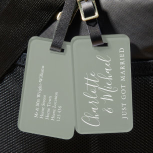 Etiqueta Para Maletas Acaba de casarse Silver Sage Signature