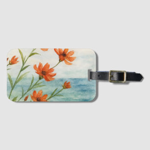 Etiqueta Para Maletas accesorio viaje flores rojas en la playa