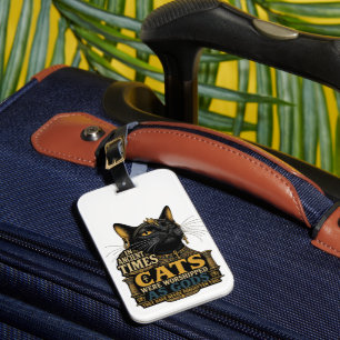 Etiqueta Para Maletas Actitud de Gato Negro Antiguo