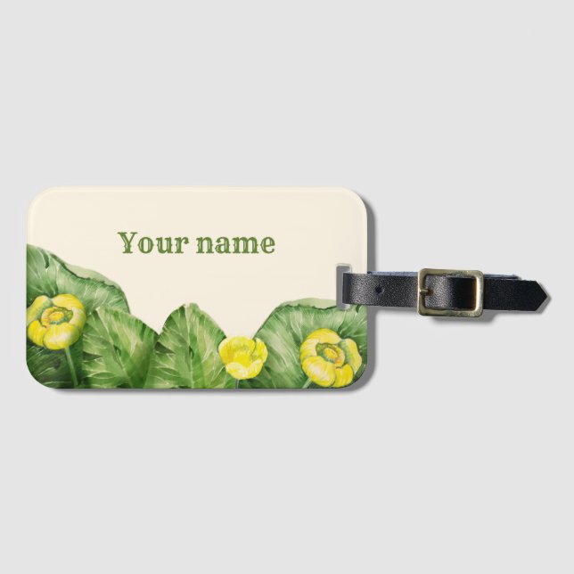 Etiqueta Para Maletas acuarela amarilla (Anverso horizontal)