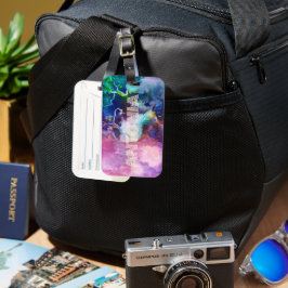 Etiqueta Para Maletas Acuarela Arcoiris Nombre Personalizable Brillante