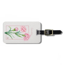 Acuarela Botánica de Clavel Rosa con Nombre Person