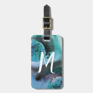 Etiqueta Para Maletas acuarela de arte abstracto: personalizada en azul