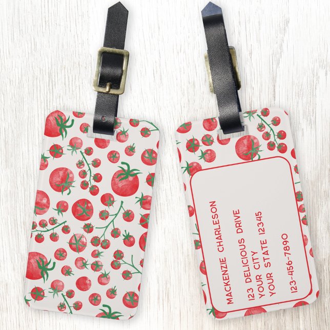 Etiqueta Para Maletas Acuarela de tomate (Fun tomato watercolor personalized luggage tag)