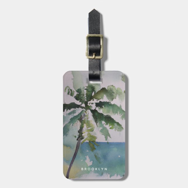 Etiqueta Para Maletas Acuarela Hawaití Aloha personalizada (Frente Vertical)