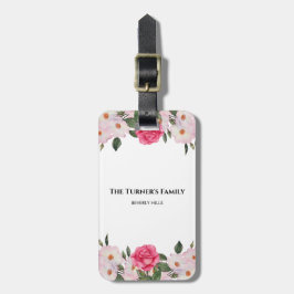 Etiqueta Para Maletas Acuarela Ilustracion de rosas blancas suaves rosad