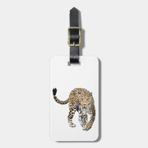 Etiqueta Para Maletas acuarela leopardo gato de la selva animal pintado