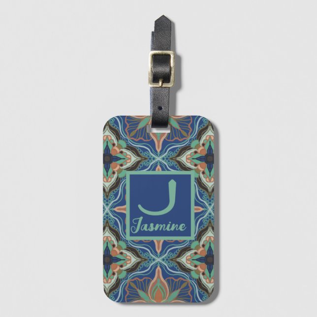 Etiqueta Para Maletas Acuarela marroquí Marrakech floral personalizada (Anverso vertical)