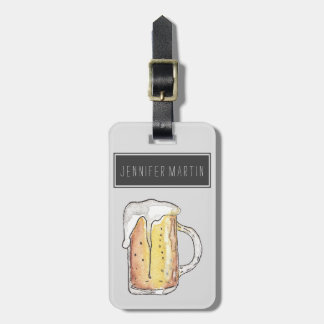 Etiqueta Para Maletas Acuarela pintada fría de la taza de cerveza de