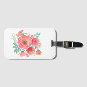 Etiqueta Para Maletas Acuarela, rosas.