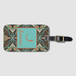 Etiqueta Para Maletas Acuarela Tile floral marroquí personalizado