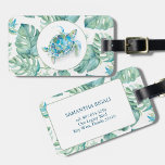 Etiqueta Para Maletas Acuarela tropical de tortuga marina<br><div class="desc">Esta etiqueta para el equipaje de la tortuga marina incluye un arte de acuarela tropical de Victoria Grigaliunas de DoTellABelle en tonos azul turquesa y verde hoja de palma. Personalice los campos de plantilla con su nombre,  número de teléfono y dirección.</div>