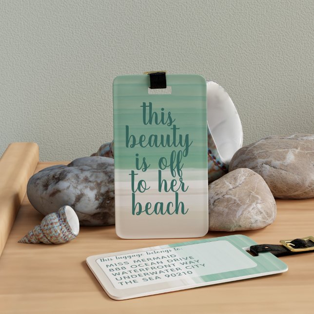 Etiqueta Para Maletas Acuarela Tropical Turquesa Beach Lumaletas Etiquet (Are you off to your beach? This is the luggage tag just for you. Add your details!)