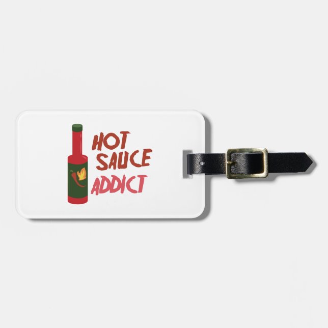 Etiqueta Para Maletas Adicto a la salsa caliente (Frente Horizontal)