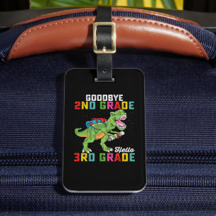 Etiqueta Para Maletas Adiós 2° grado Hola 3° grado T Rex Dinosaurio